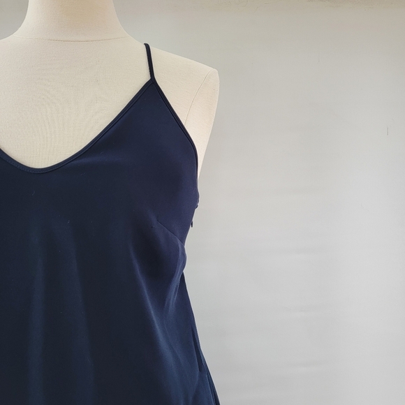 La Perla Dress Size 46 Navy Blue Sheath Column Criss Cross Back Minimalist - Picture 5 of 16